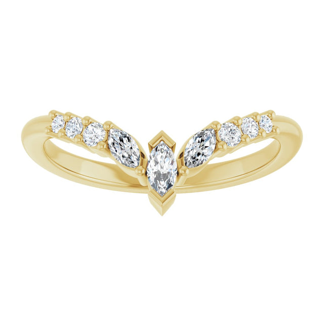 14K Gold Marquise Lab-Grown Diamond Accented Contour Band - 1/4-3/8 CTW - Yellow Gold - view 3
