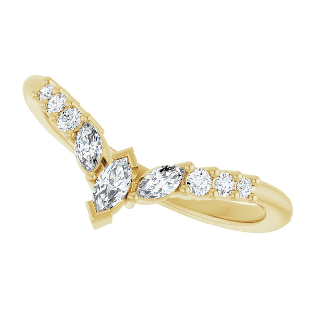 14K Gold Marquise Lab-Grown Diamond Accented Contour Band - 1/4-3/8 CTW - Yellow Gold - view 5