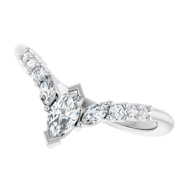 14K Gold Marquise Lab-Grown Diamond Accented Contour Band - 1/4-3/8 CTW - White Gold - view 5