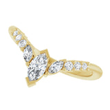 14K Gold Marquise Natural Diamond Accented Contour Band - 1/4-3/8 CTW - Yellow Gold - view 5