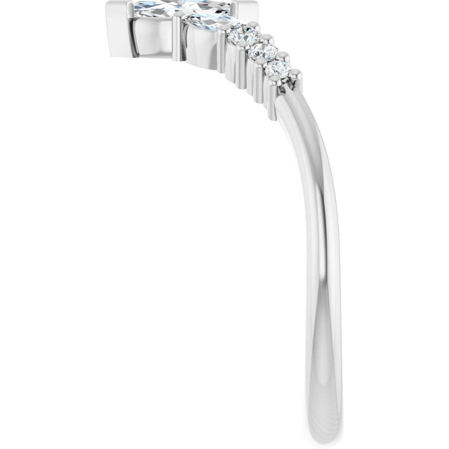 Platinum Marquise Natural Diamond Accented Contour Band - 1/4-3/8 CTW - view 4