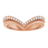 14K Gold Round Natural Diamond Contour Band - 1/4 CTW - Rose Gold - view 3