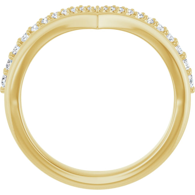 14K Gold Round Natural Diamond Contour Band - 1/4 CTW - Yellow Gold - view 2