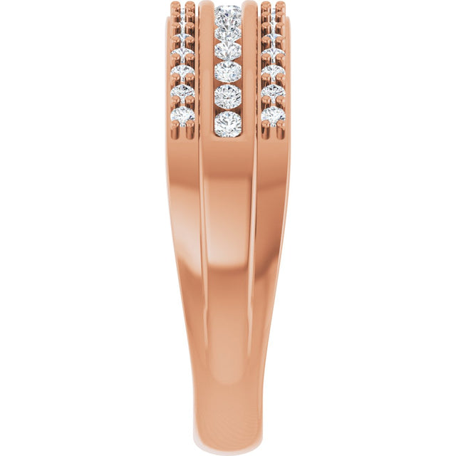 14K Gold Round Lab-Grown Diamond Anniversary Band - 1/2 CTW - Rose Gold - view 4