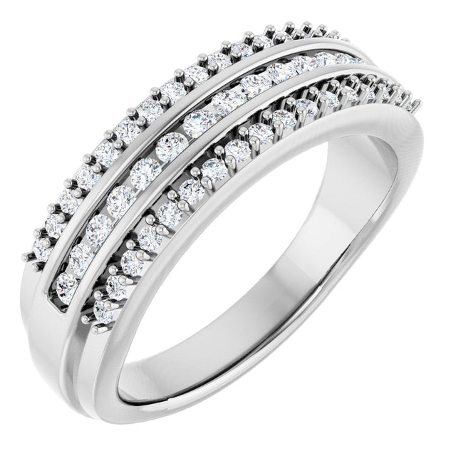 14K Gold Round Natural Diamond Anniversary Band - 1/2 CTW - White Gold