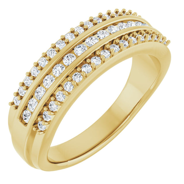 14K Gold Round Lab-Grown Diamond Anniversary Band - 1/2 CTW - Yellow Gold