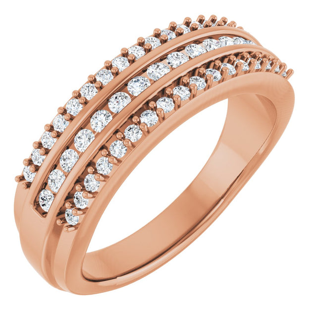 14K Gold Round Natural Diamond Anniversary Band - 1/2 CTW - Rose Gold