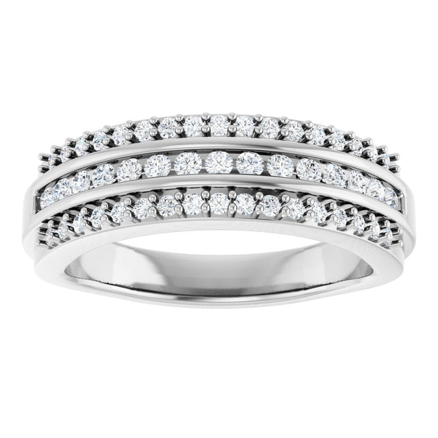 14K Gold Round Lab-Grown Diamond Anniversary Band - 1/2 CTW - White Gold - view 3