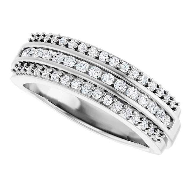 14K Gold Round Lab-Grown Diamond Anniversary Band - 1/2 CTW - White Gold - view 5