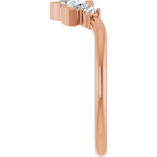 14K Gold Pear Natural Diamond Accented Contour Band - 1/2 CTW - Rose Gold - view 4