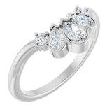 14K Gold Pear Lab-Grown Diamond Accented Contour Band - 1/2 CTW - White Gold