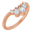 14K Gold Pear Natural Diamond Accented Contour Band - 1/2 CTW - Rose Gold