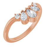 14K Gold Pear Lab-Grown Diamond Accented Contour Band - 1/2 CTW - Rose Gold
