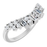 14K Gold Straight Baguette Lab-Grown Diamond Contour Band - 1/3 CTW - White Gold