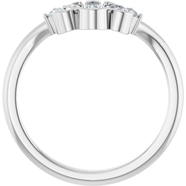 Platinum Pear Natural Diamond Accented Contour Band - 1/2 CTW - view 2