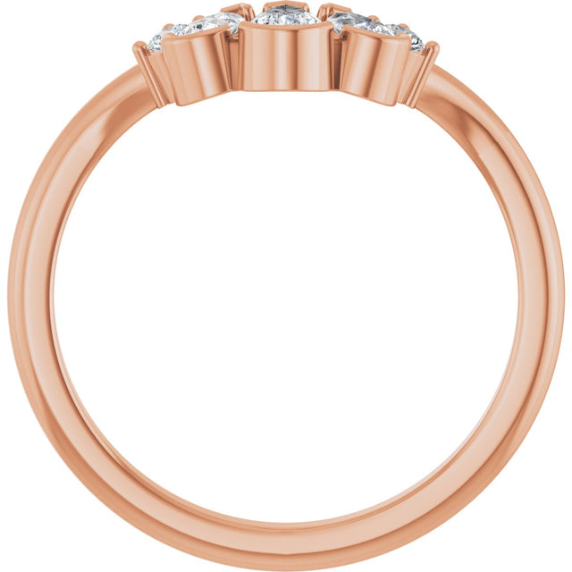 14K Gold Pear Natural Diamond Accented Contour Band - 1/2 CTW - Rose Gold - view 2
