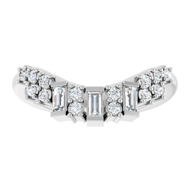 14K Gold Straight Baguette Lab-Grown Diamond Contour Band - 1/3 CTW - White Gold - view 3