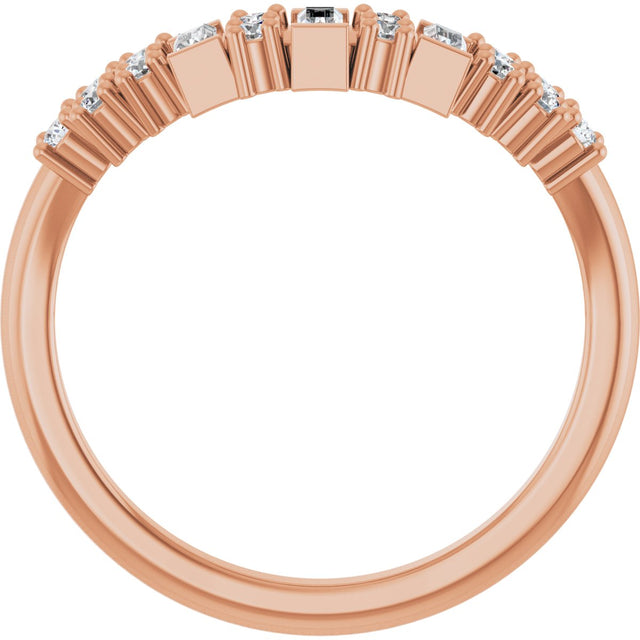 14K Gold Straight Baguette Natural Diamond Contour Band - 1/3 CTW - Rose Gold - view 2