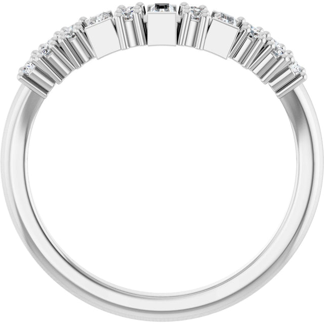 14K Gold Straight Baguette Natural Diamond Contour Band - 1/3 CTW - White Gold - view 2