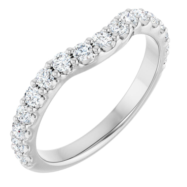 14K Gold Round Lab-Grown Diamond Contour Band - 1/2 CTW - White Gold