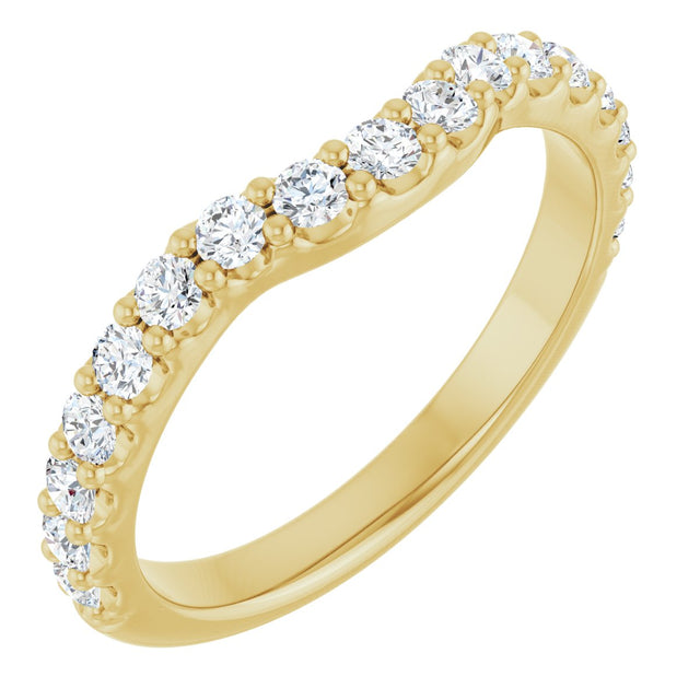 14K Gold Round Natural Diamond Contour Band - 1/2 CTW - Yellow Gold