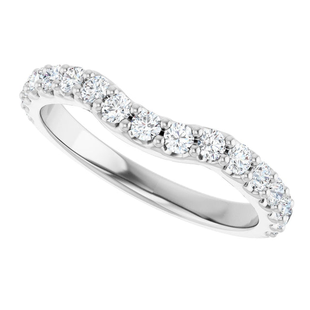 14K Gold Round Lab-Grown Diamond Contour Band - 1/2 CTW - White Gold - view 5