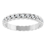 14K Gold Round Lab-Grown Diamond Rope Eternity Band - 1mm Stones - White Gold - view 3