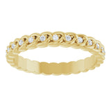 14K Gold Round Natural Diamond Rope Eternity Band - 1.2mm Stones - Yellow Gold - view 3