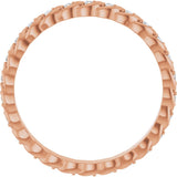 14K Gold Round Lab-Grown Diamond Rope Eternity Band - 1mm Stones - Rose Gold - view 2