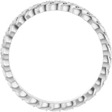 14K Gold Round Lab-Grown Diamond Rope Eternity Band - 1mm Stones - White Gold - view 2