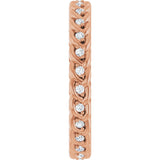 14K Gold Round Natural Diamond Rope Eternity Band - 1.2mm Stones - Rose Gold - view 4