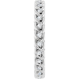 14K Gold Round Natural Diamond Rope Eternity Band - 1.2mm Stones - White Gold - view 4