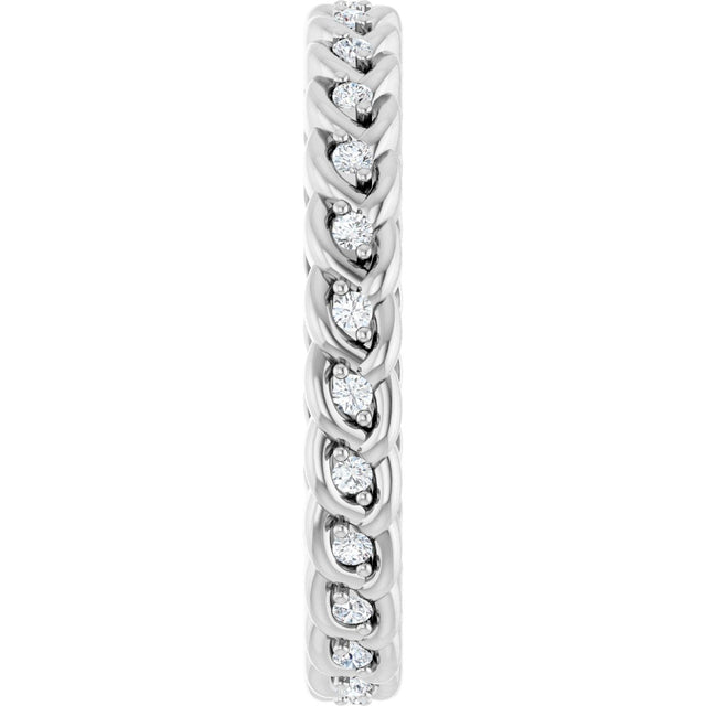 14K Gold Round Lab-Grown Diamond Rope Eternity Band - 1mm Stones - White Gold - view 4