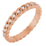 14K Gold Round Lab-Grown Diamond Rope Eternity Band - 1mm Stones - Rose Gold