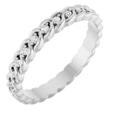 Platinum Round Natural Diamond Rope Eternity Band - 1.2mm Stones