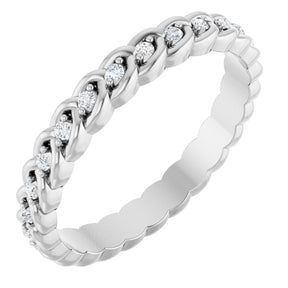 Platinum Round Natural Diamond Rope Eternity Band - 1.2mm Stones