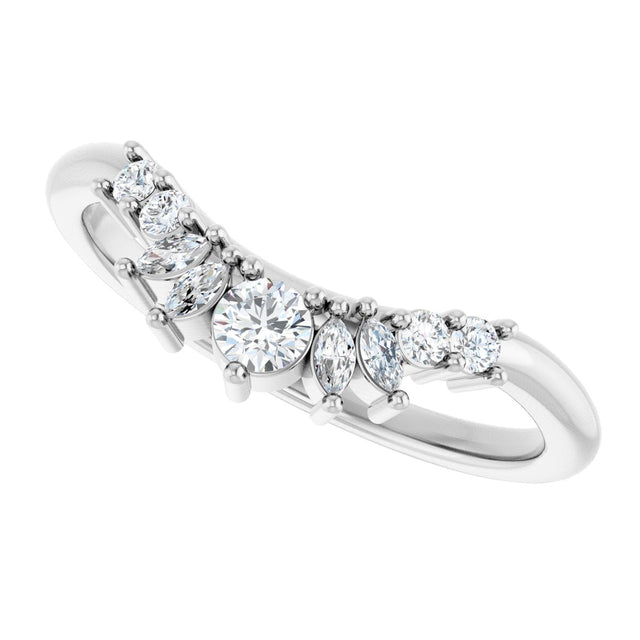 Platinum Round Lab-Grown Diamond Contour Band - 1/4 CTW - view 5