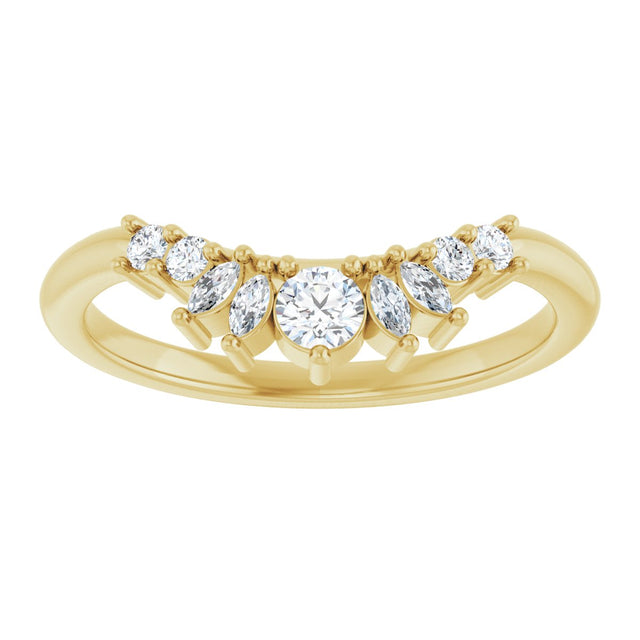 14K Gold Round Lab-Grown Diamond Contour Band - 1/4 CTW - Yellow Gold - view 3