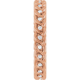 14K Gold Round Natural Diamond Rope Eternity Band - 1mm Stones - Rose Gold - view 4