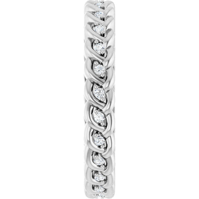 Platinum Round Natural Diamond Rope Eternity Band - 1mm Stones - view 4