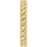 14K Gold Round Natural Diamond Rope Eternity Band - 1mm Stones - Yellow Gold - view 4