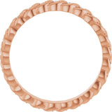 14K Gold Round Natural Diamond Rope Eternity Band - 1mm Stones - Rose Gold - view 2