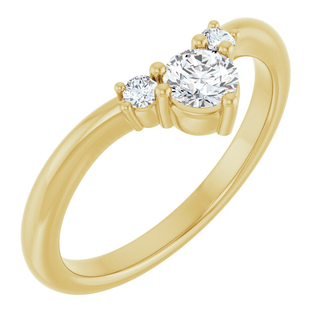 14K Gold Round Lab-Grown Diamond Contour Band - 1/8-5/8 CTW - Yellow Gold
