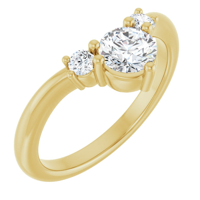 14K Gold Round Lab-Grown Diamond Contour Band - 1/8-5/8 CTW - Yellow Gold