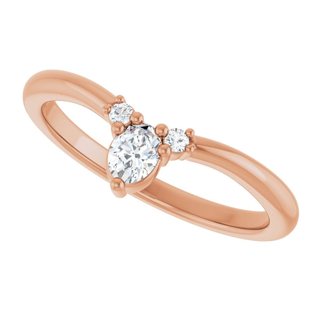 14K Gold Oval Natural Diamond Contour Band - 1/5 CTW - Rose Gold - view 5
