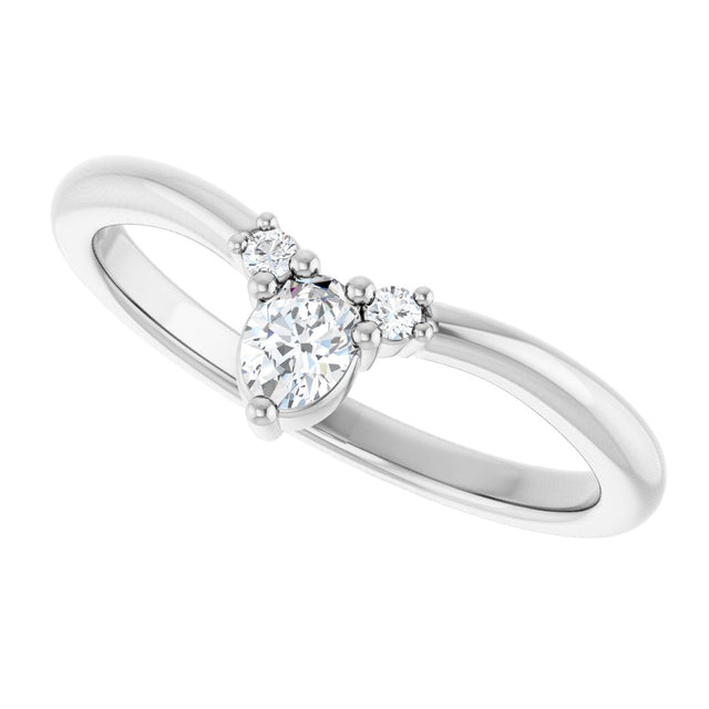 Platinum Oval Natural Diamond Contour Band - 1/5 CTW - view 5