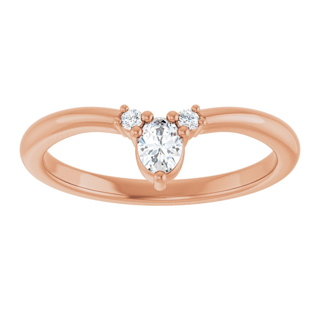 14K Gold Oval Lab-Grown Diamond Contour Band - 1/5 CTW - Rose Gold - view 3