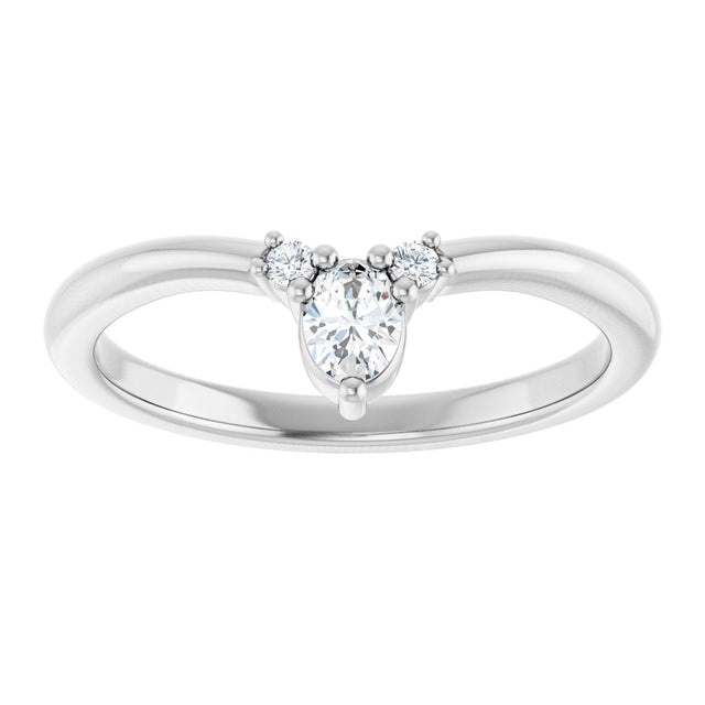 Platinum Oval Natural Diamond Contour Band - 1/5 CTW - view 3