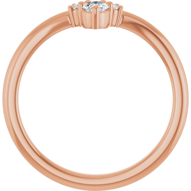 14K Gold Oval Lab-Grown Diamond Contour Band - 1/5 CTW - Rose Gold - view 2