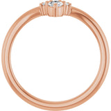 14K Gold Oval Natural Diamond Contour Band - 1/5 CTW - Rose Gold - view 2